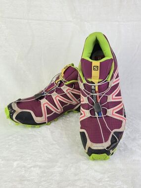 Salomon Speedcross 3 Womens Trail Running Shoes Size 10 Purple Pink Lime Green